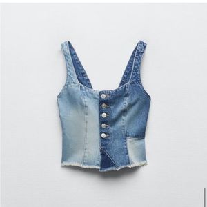 ISO Zara Patchwork Denim Corset Top